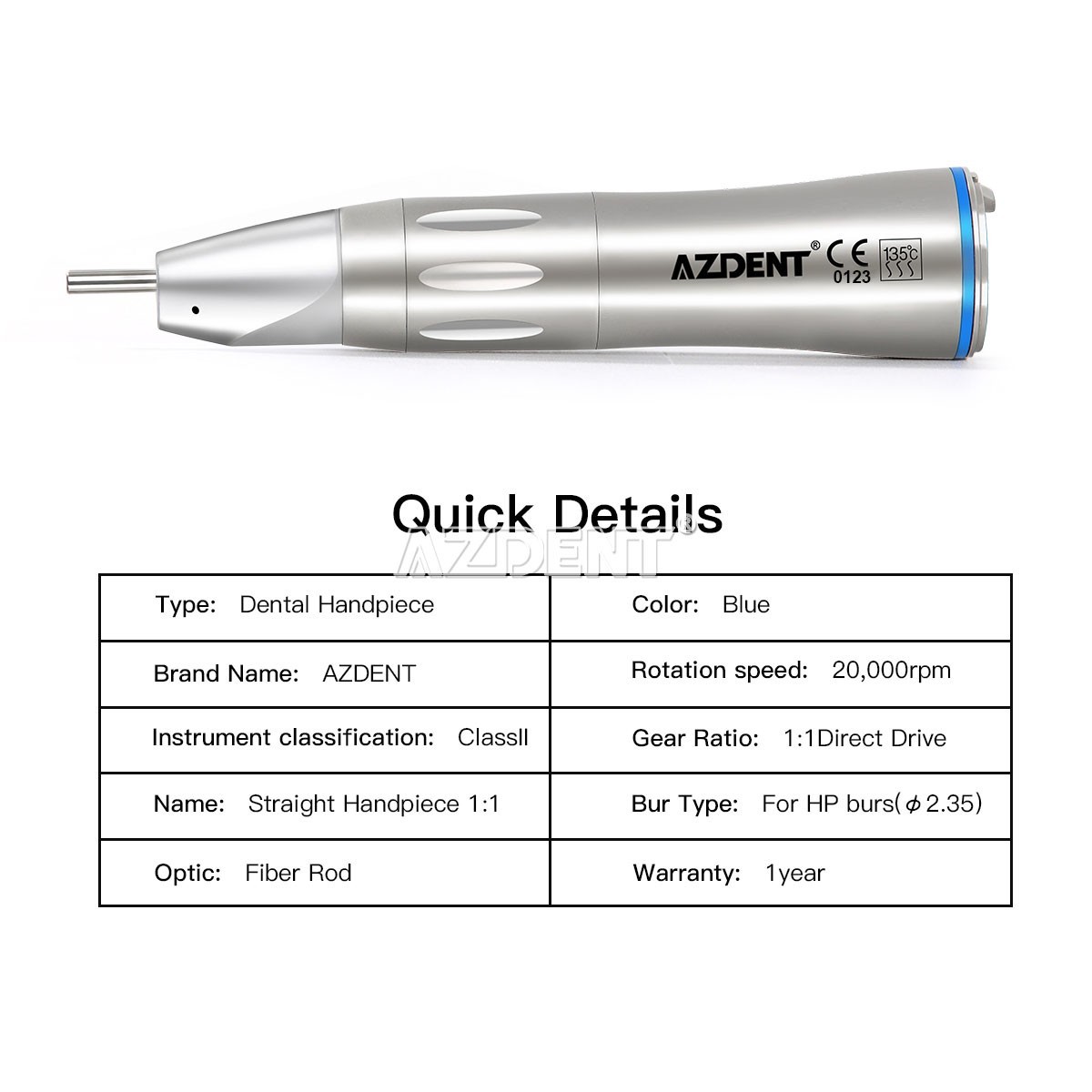 AZDENT Dental LED Electric Micro Motor / LED 1:1 1:5 1:4.2 Increasing Handpiece