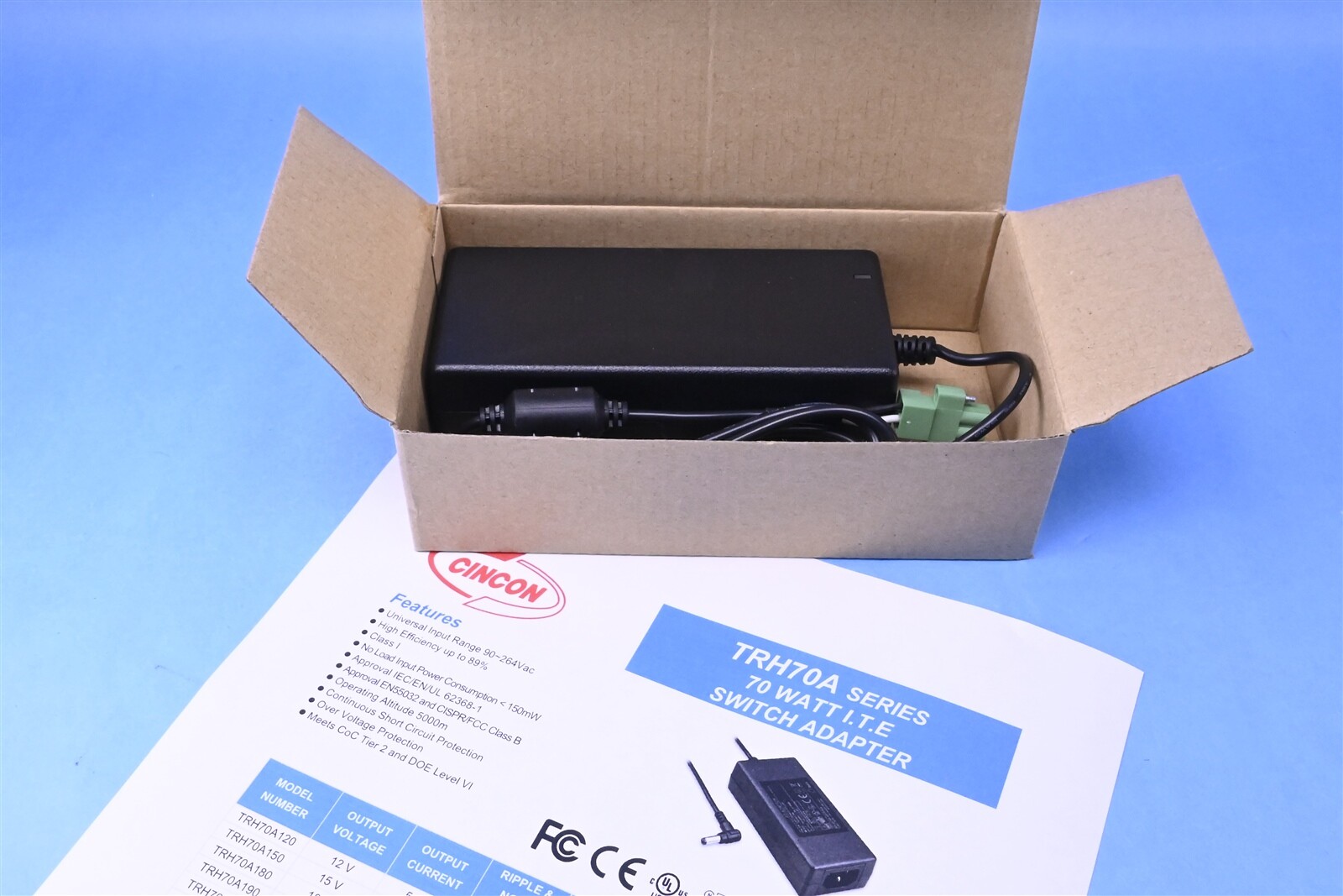 Cincon AC Adapter 70 Watt 24VDC 3A 100-240V Input ITE Switch Adapter