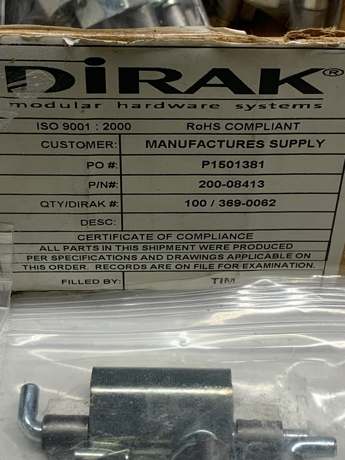 NEW! [BOX OF 100pcs] DIRACK 200-08413 Concealed Hinges 2.36” x .87” .196”