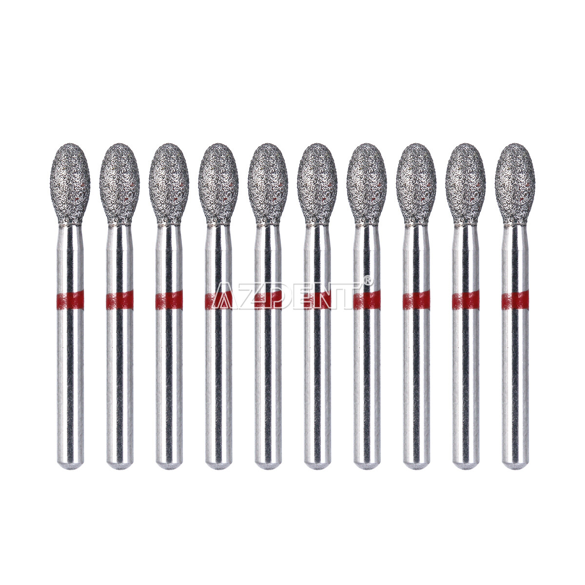Dental FG Diamond Burs Egg Football #379-023F Fine Grit Red 10pcs/kit AZDENT