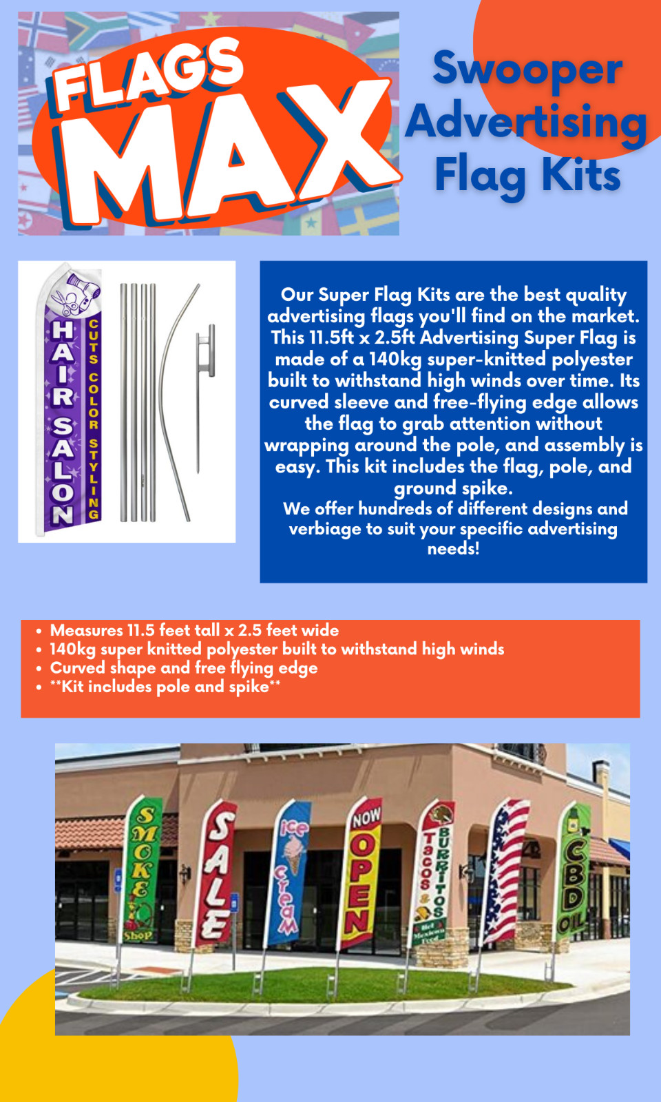 Yes! We Are Open Swooper Flutter Feather Advertising Open Flag & Pole Kit