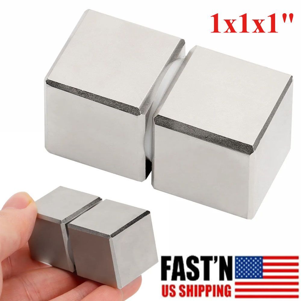 2PC 1″x1″x1″ Large Neodymium Magnets Super Strong Rare Earth Block Magnet w/ Box