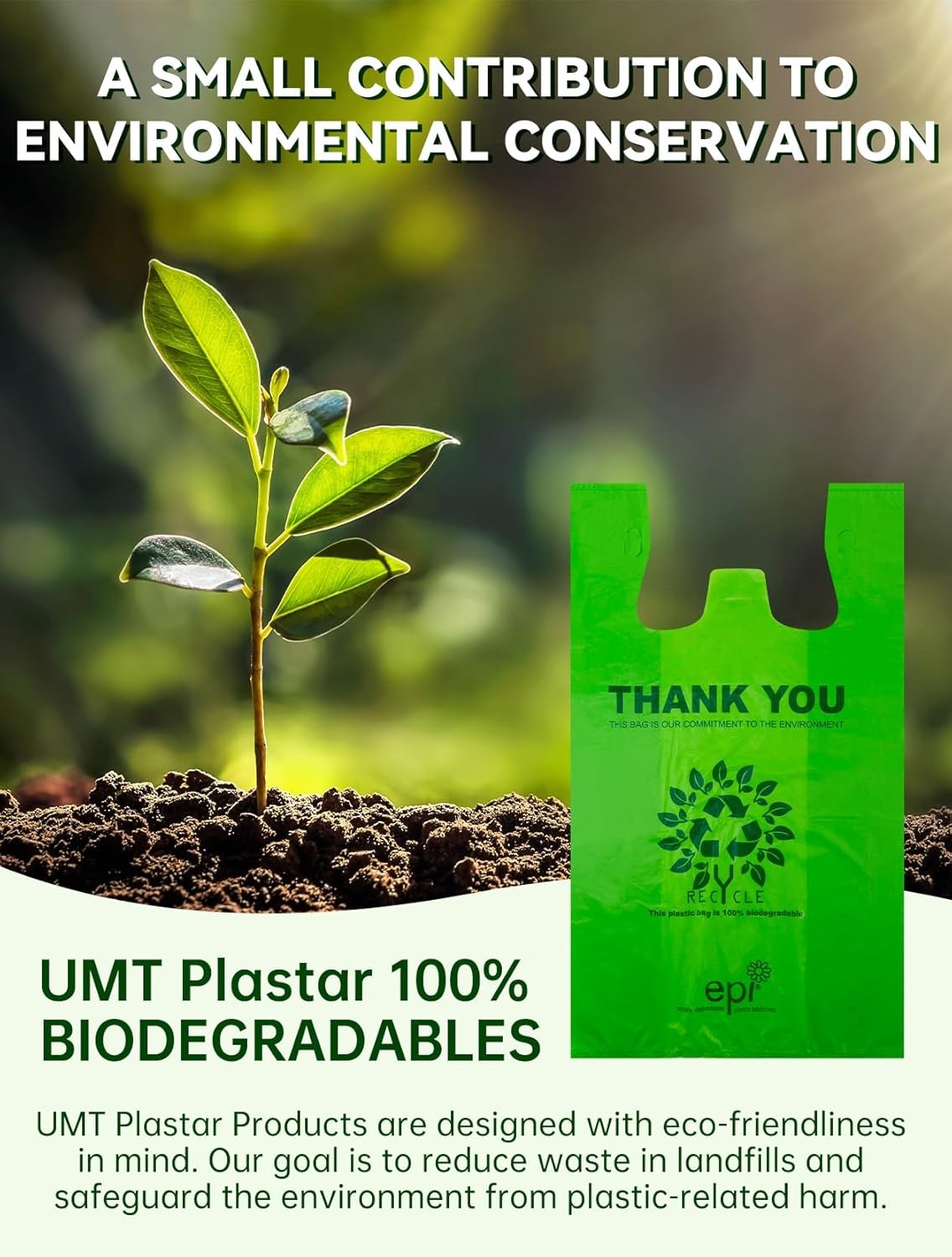 100 Count Recyclable Compostable 100% Biodegradable T-Shirt Bags | Eco-Friend…