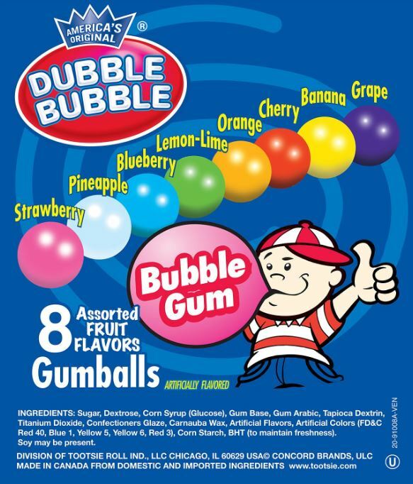 850 1″ DOUBLE BUBBLE GUMBALLS Candy Gum Vending ASSORTED 8Flavr dubble 24mm BULK