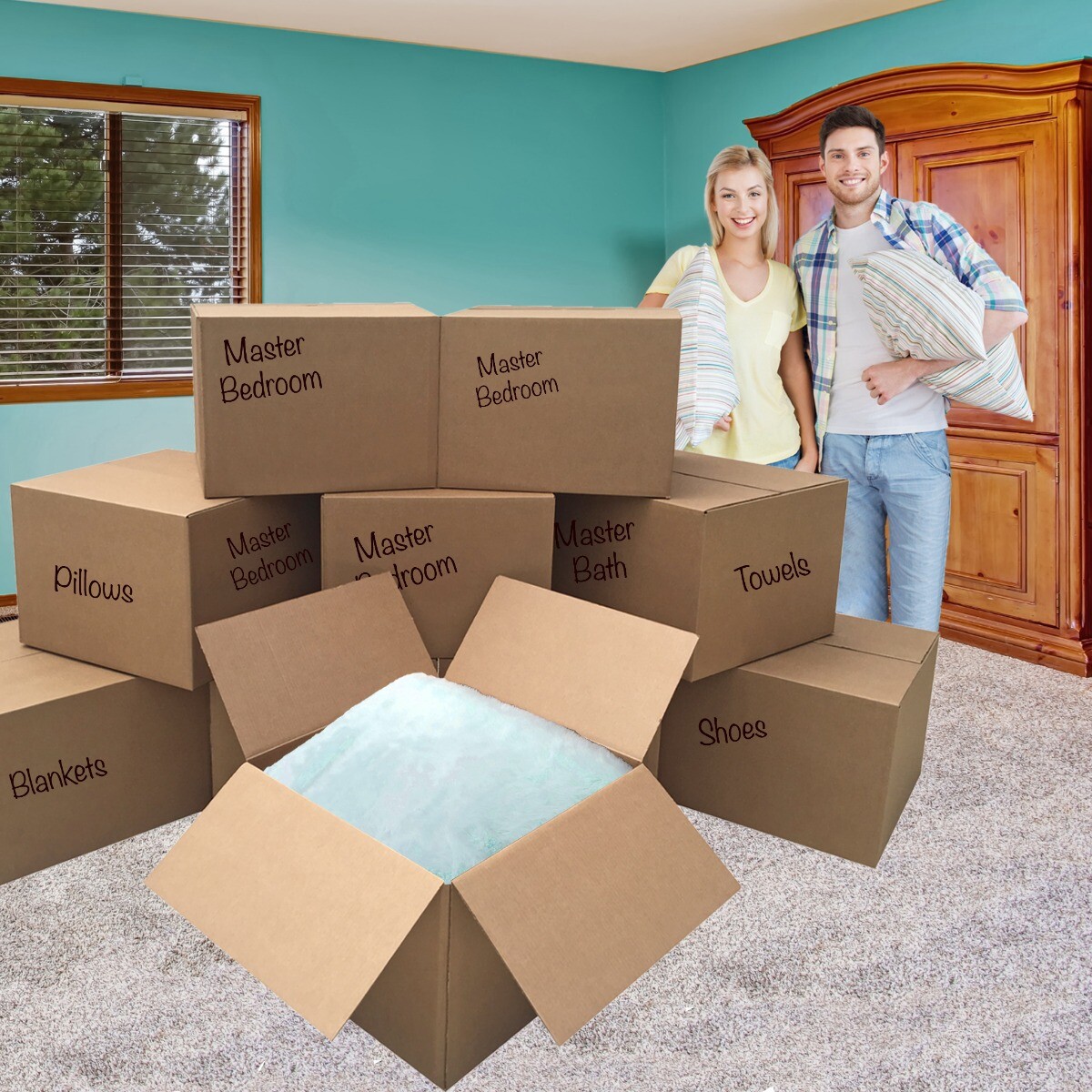 UBMOVE 10 Extra Large Corrugated Moving Boxes 23 x 23 x 16″