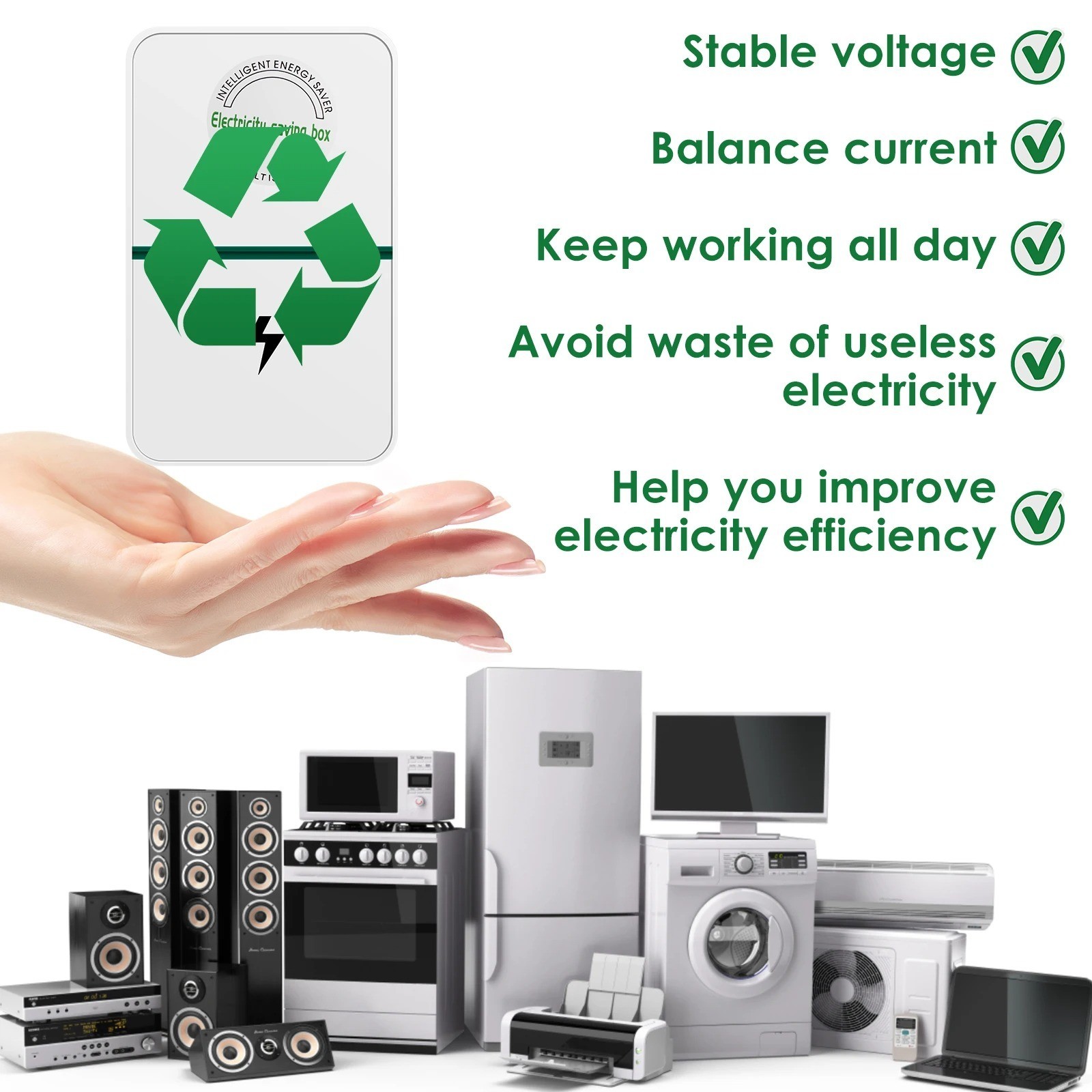 2PcsEnergy Saving Device Stopwatt Electricity Saving Box Stabilize VoltageDevice