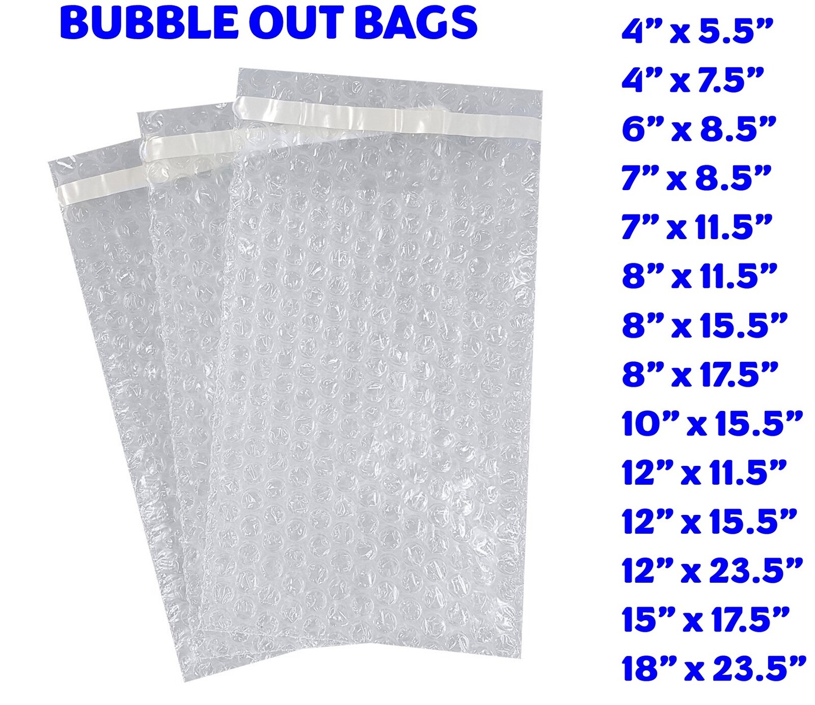Bubble Out Bags Protective Wrap Pouches 4×5.5 4×7.5 6×8.5 8×11.5 9×12 12×15.5