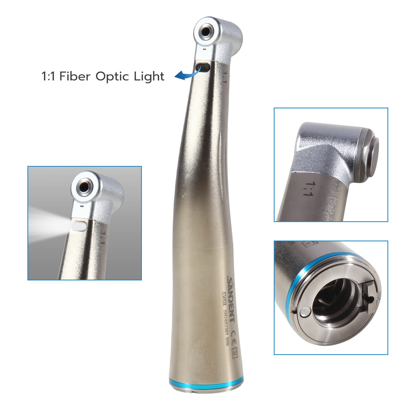 1:4.2/1:5/1:1/20:1 Dental LED Optic contra angle Low Speed straight Handpiece