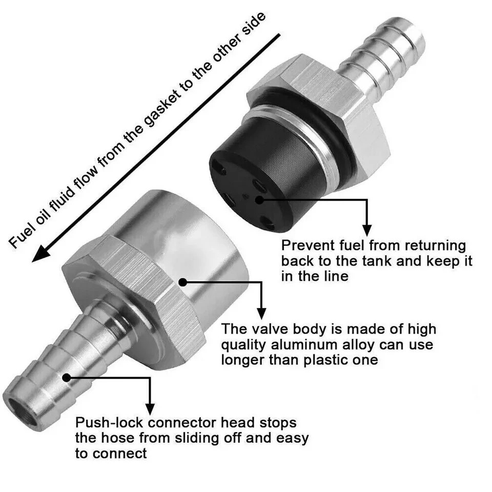4pcs 5/16″ 8mm Fuel Line One Way Non Return Check Valve Petrol Diesel Oil Water