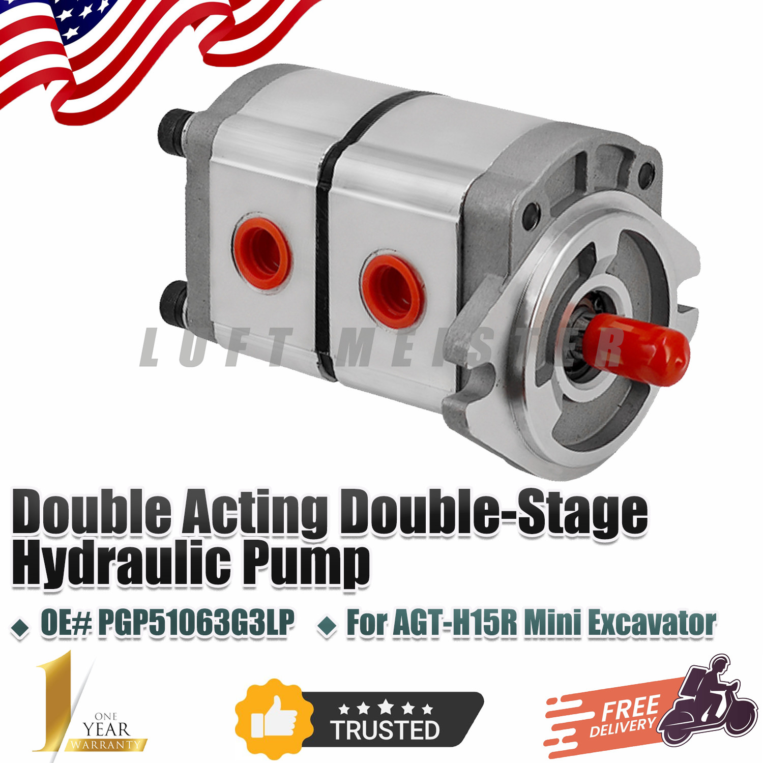 PGP51063G3LP For AGT-H15R Mini Excavator Hydraulic Gear Pump Double Acting Pump