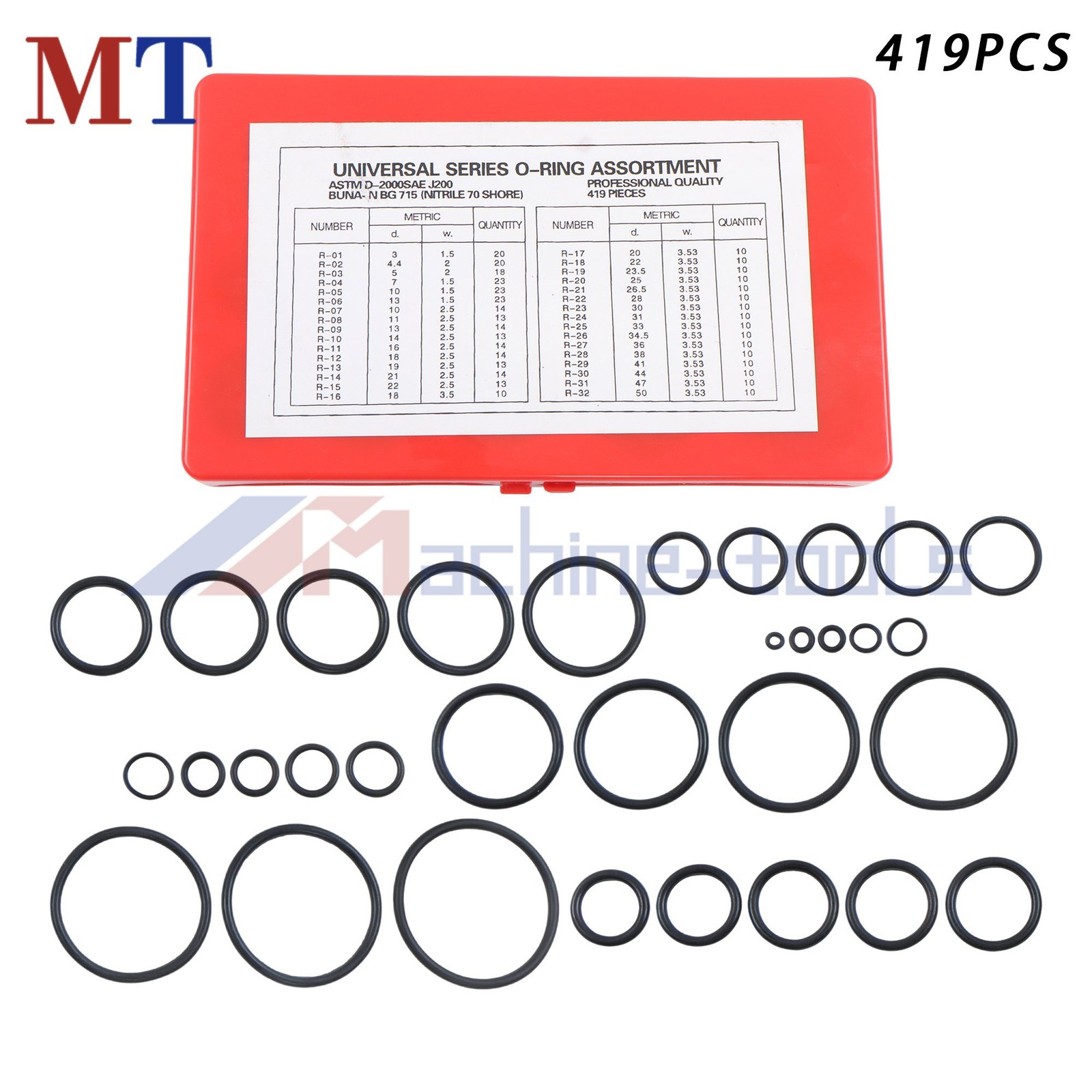 Black O Ring Assortment Set Metric Oil Proof Kit 32 Size O-Ring 419 PACK
