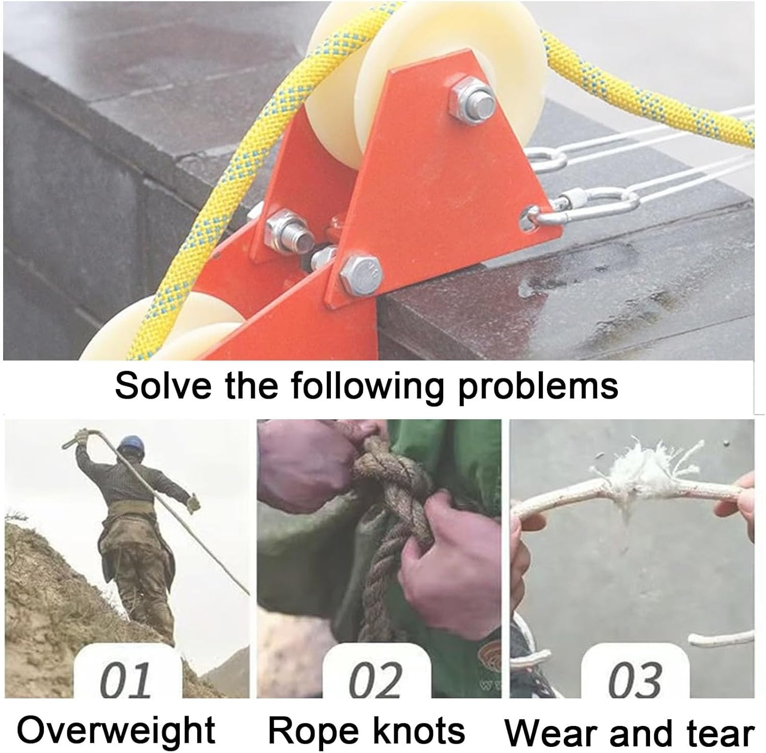 Lifting Pulley System Roof Top, Rope Block and Tackle Pulley System for Lifting
