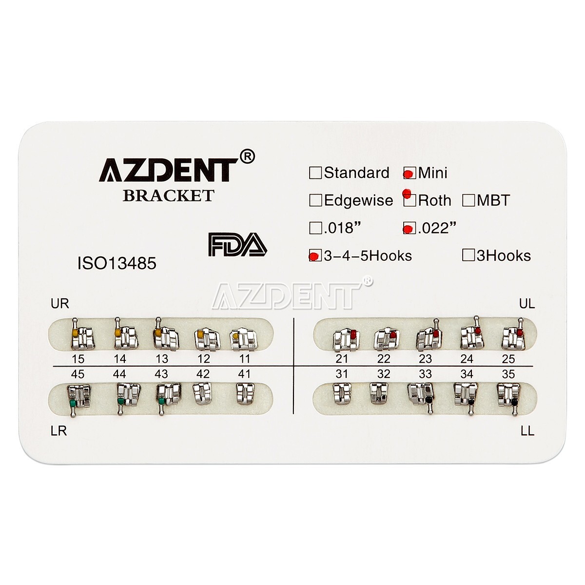 AZDENT Dental Ortho Brackets MINI Roth.022 345 Metal/Ceramic Self-ligating Brace