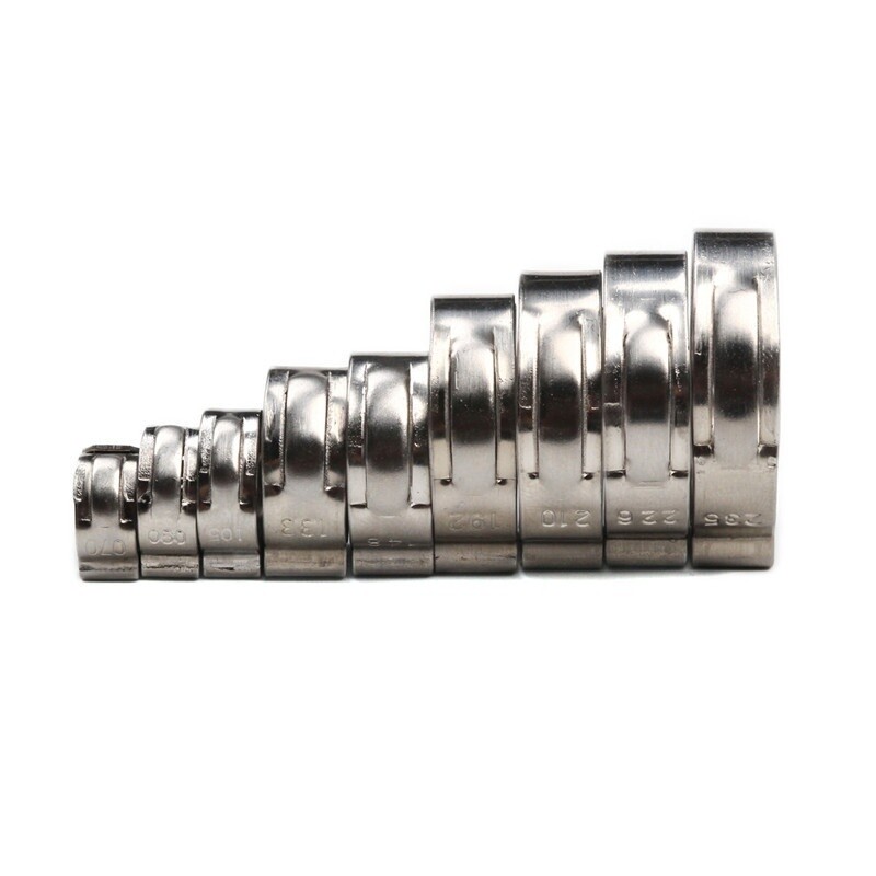 10/100X 304 Stainless Steel Single Ear Hose Clamps Assortment Water Pipe Hoop
