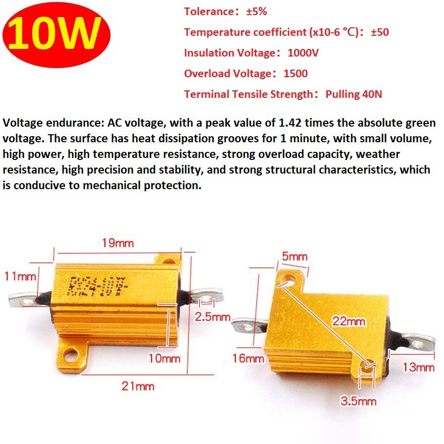 5W 10W -500W Watt High Power Aluminum shell Wirewound Metal Resistor 0.1Ω – 10KΩ