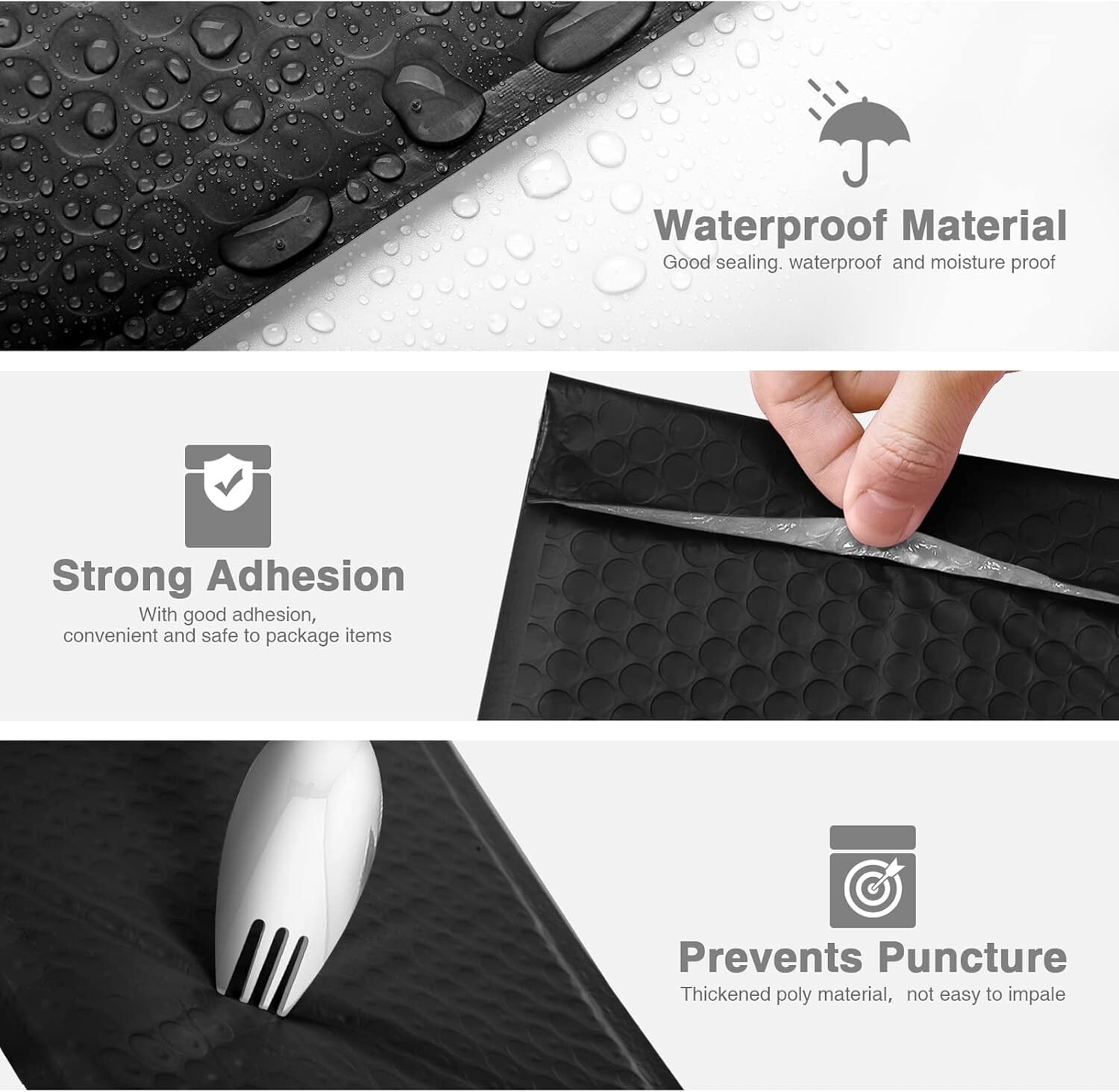 800x Bulk Bubble Mailers 4×8 Small Padded Envelopes Mailing Bags 4×7 Black #000