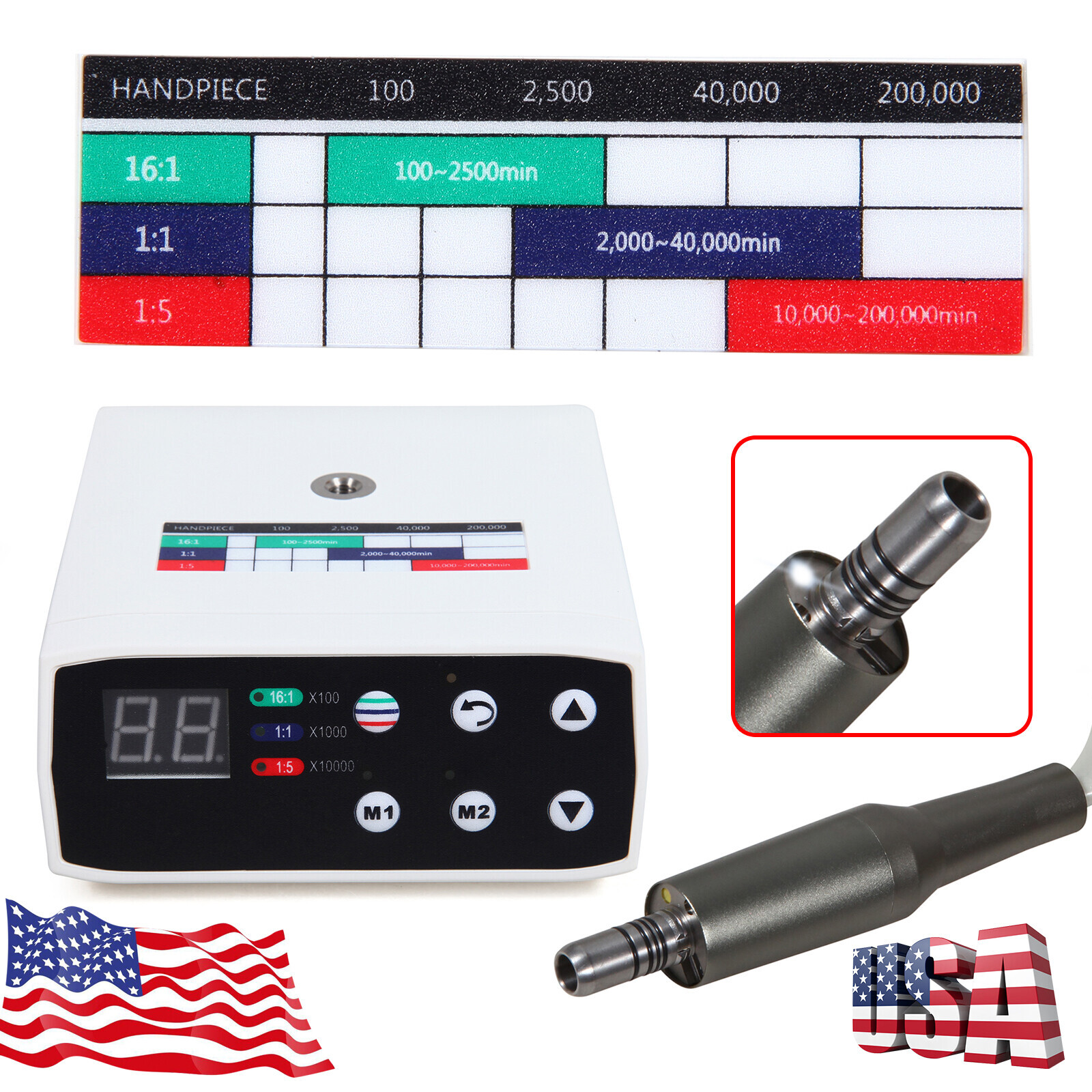 Dental Brushless LED Electric Micro Motor 1:5 Increasing Handpiece For NSK Style