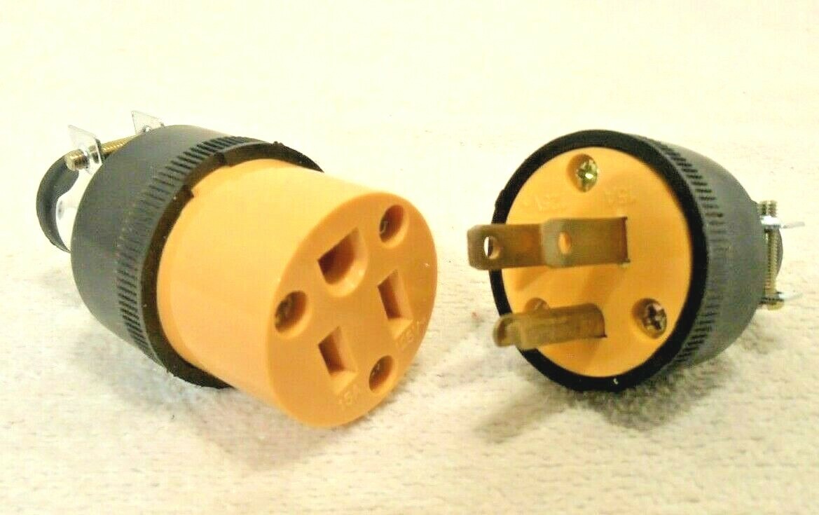 END PLUGS LOT OF 10 (5-M,5-F) EXTENSION CORD REPLACEMENT END PLUGS 125V,15A