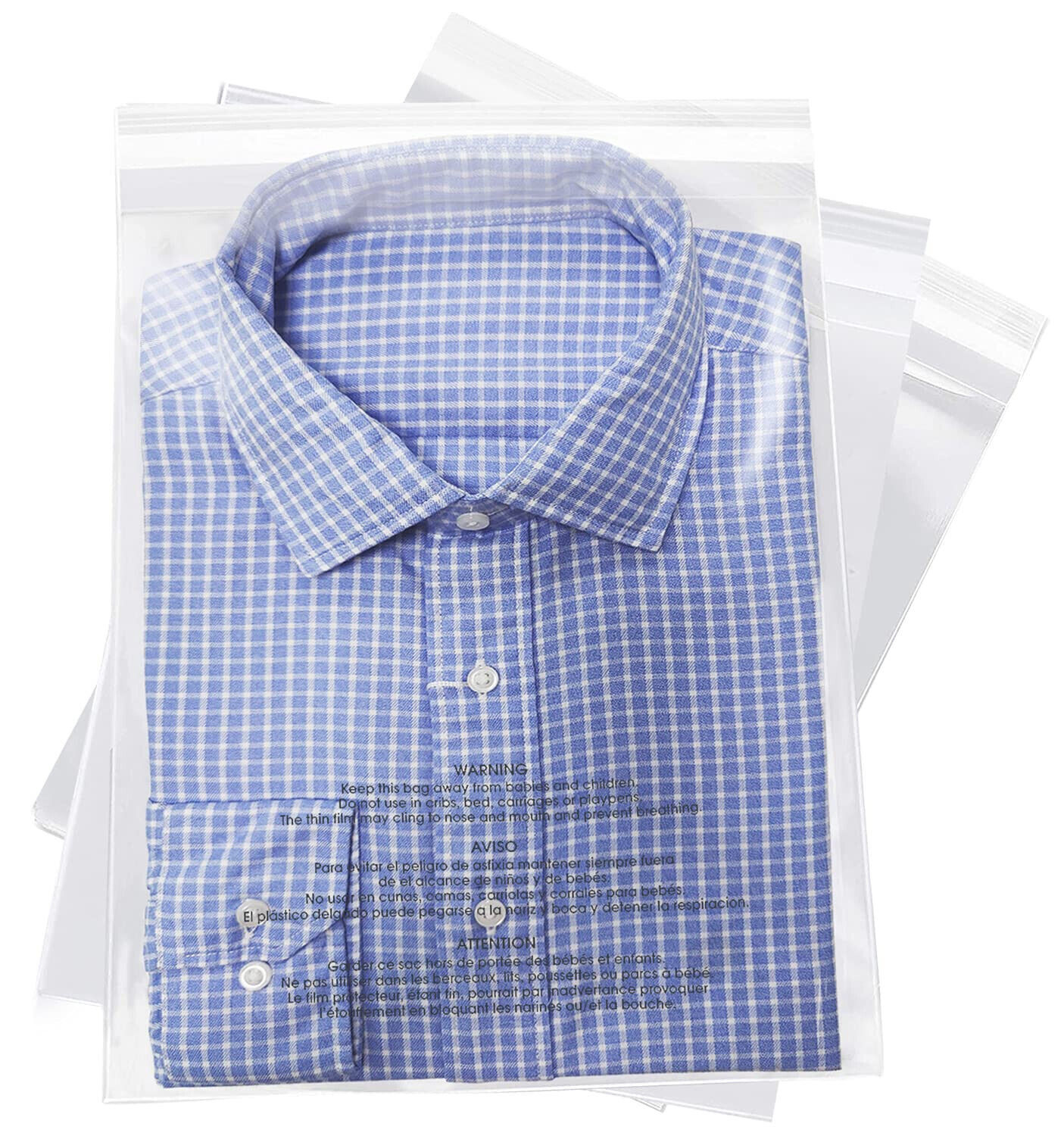 Poly Bags Resealable Suffocation Warning Clear Merchandise 1.5 mil Shirt Apparel