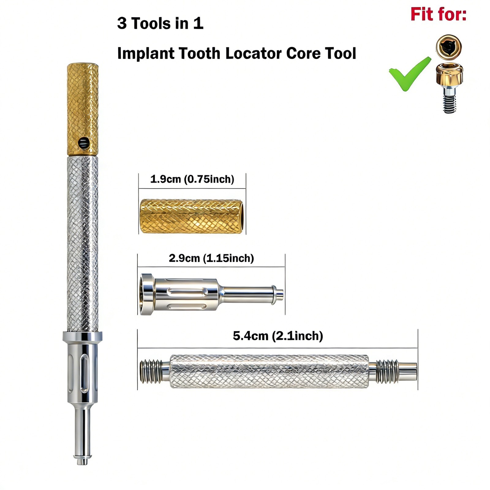US Zest LOCATOR Core Tool -Insert Remove Retention Males +Abutment Driver Dental