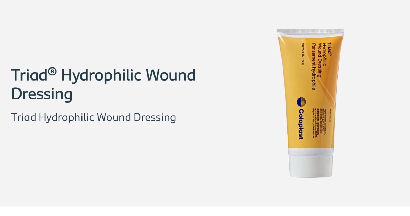 First Aid Coloplast Triad® Hydrophilic Wound Dressing 6oz Tube – 2 Pack
