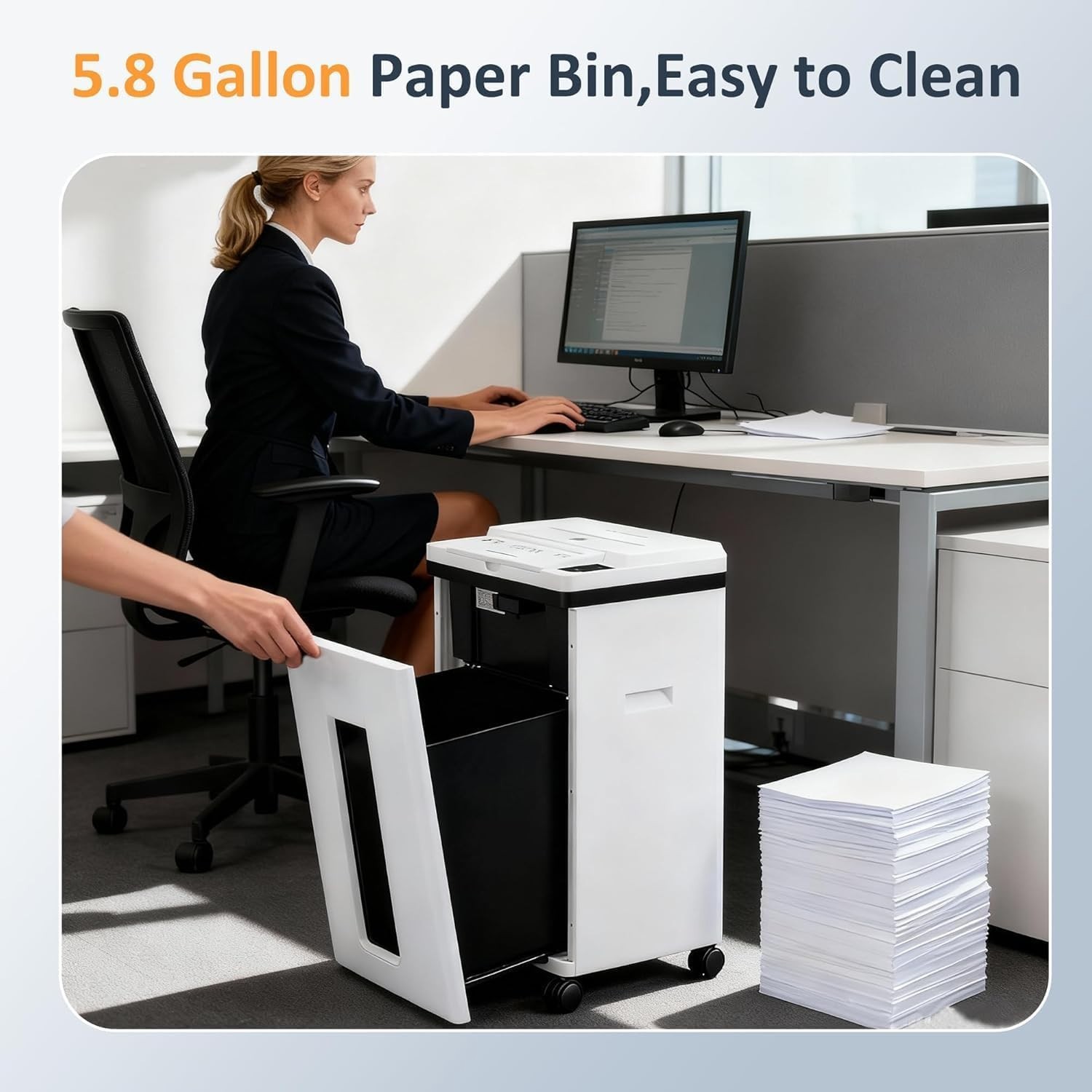 200-Sheet Auto Feed Paper Shredder P-5 Micro Cut 5.8 Gal 60 dB for Office Home