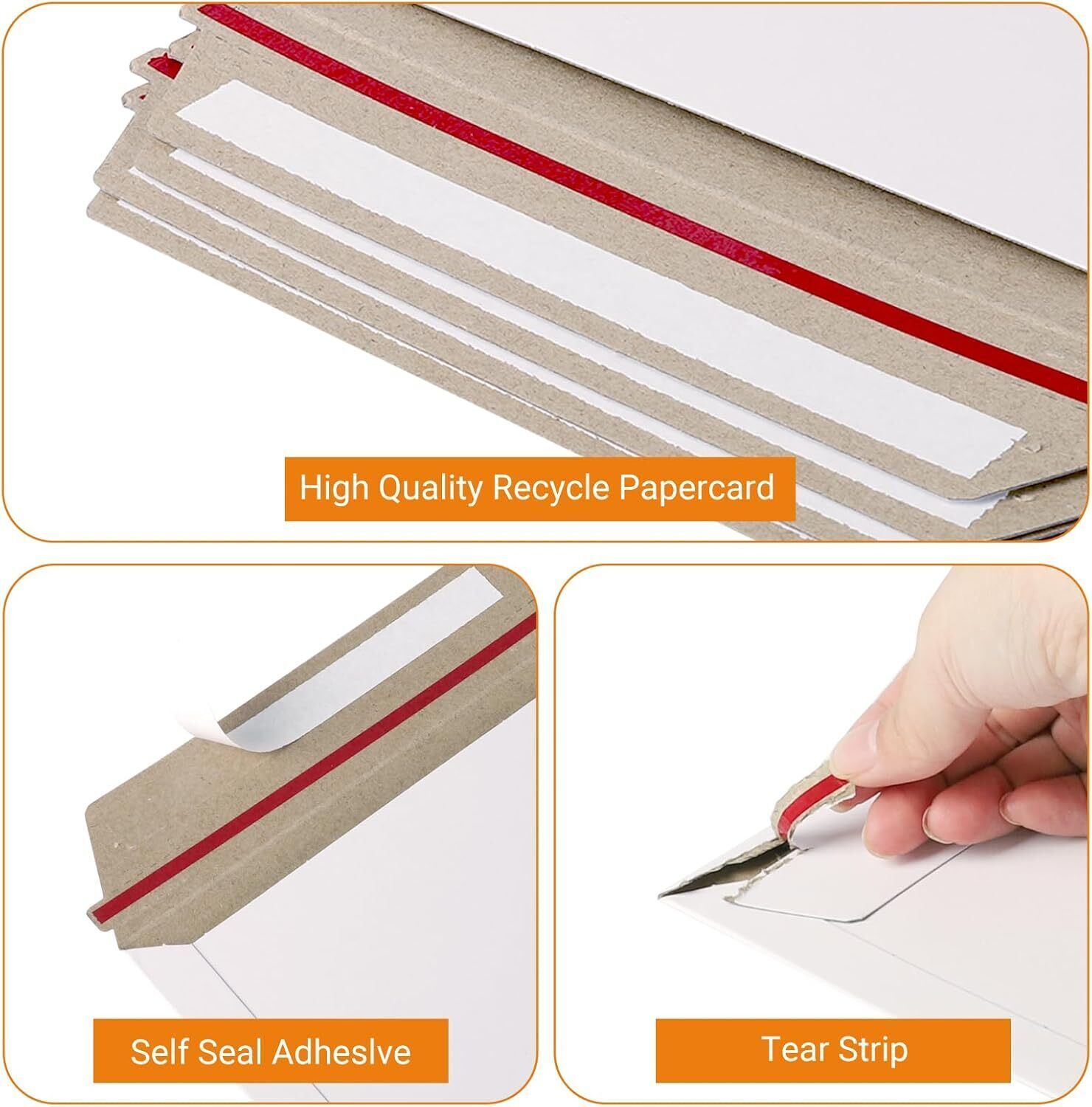 25-200 6.5”X4.5” Proline Rigid Photo Shipping Flats Cardboard Envelope Mailers