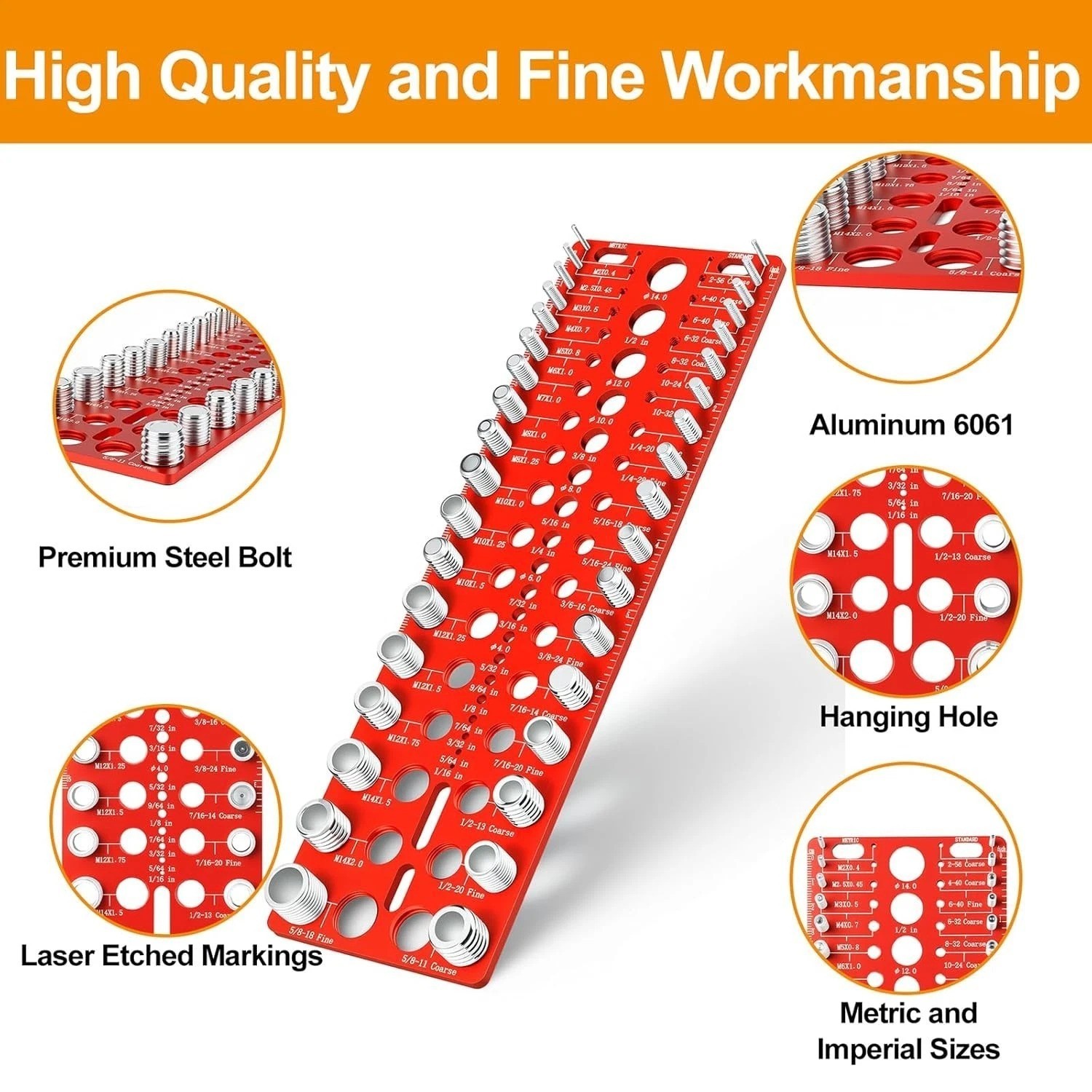 55PCS Thread Checker | Nut Bolt Size Gauge Metric SAE + Drill Bit Gauge Kit