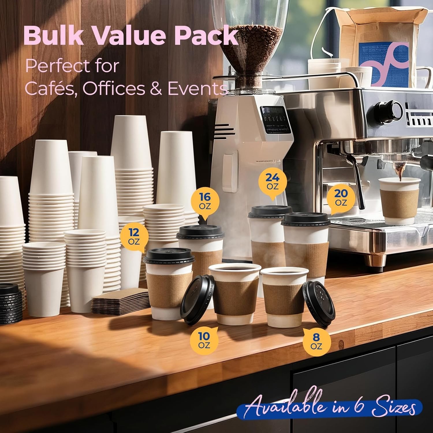 8 Oz Eco-Friendly Disposable Coffee Cups with Lids – Perfect for Home & Travel