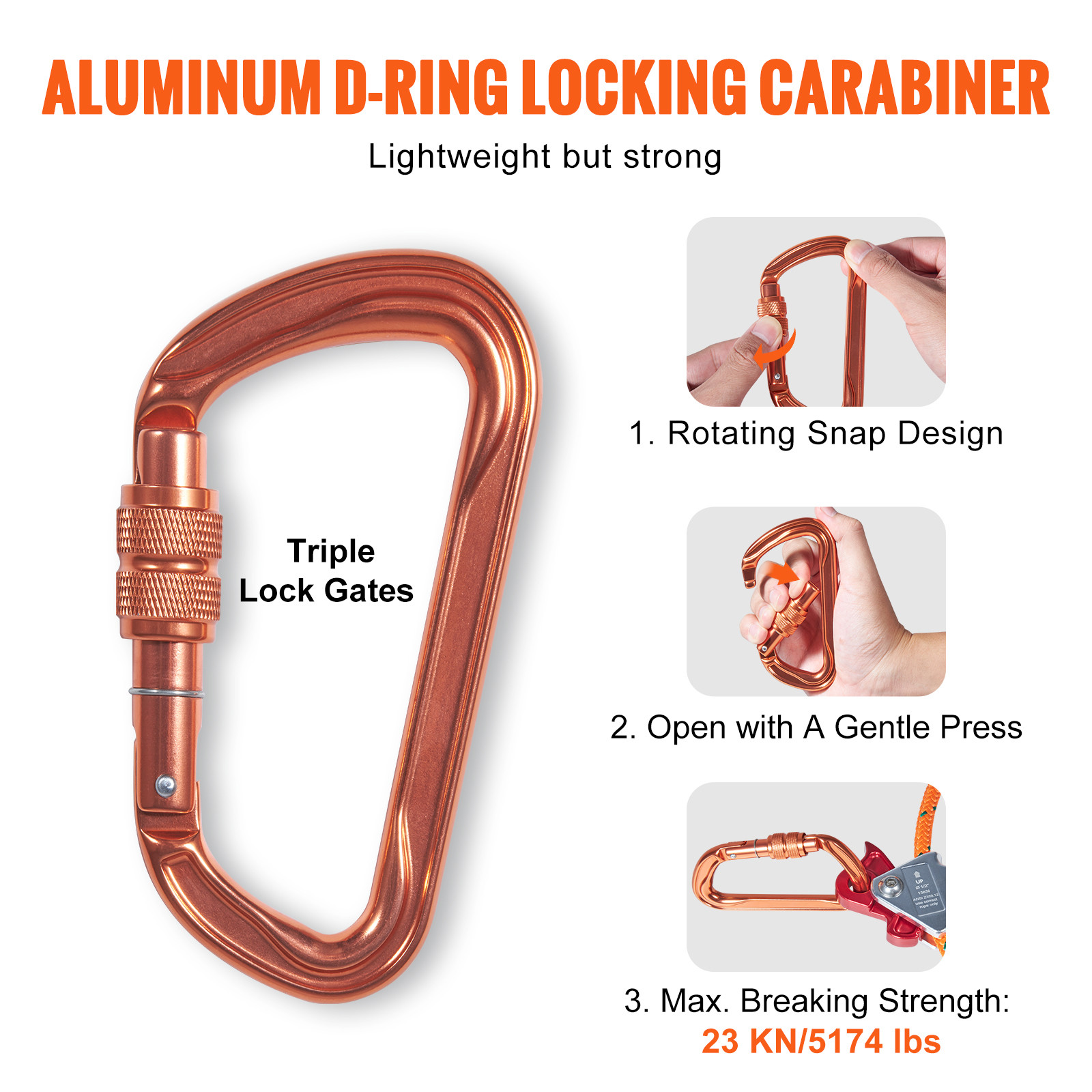 VEVOR Steel Core flipline 1/2″ x 12′ Arborist Flipline for Tree Climbing