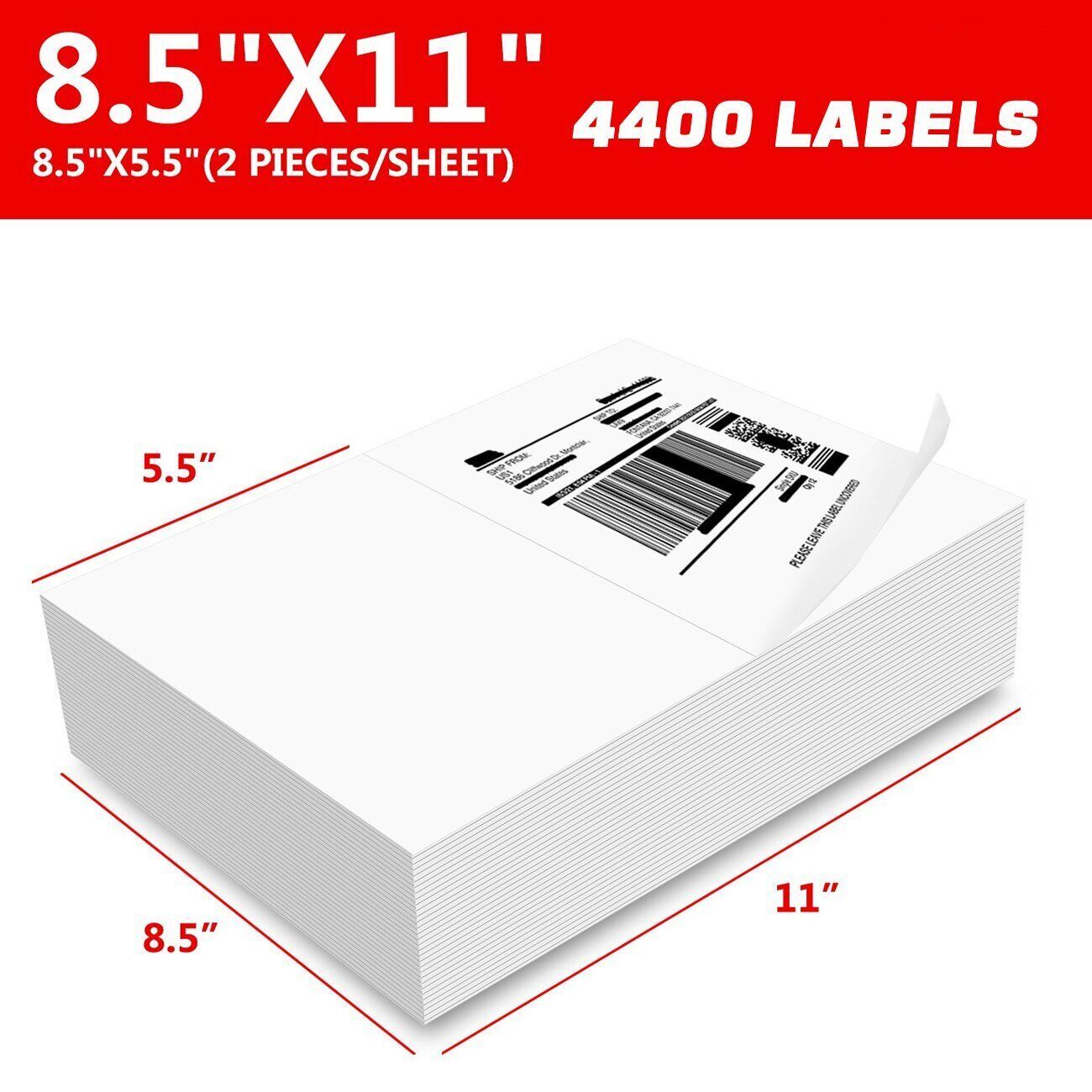 Shipping Labels 2 Per Sheet 8.5×5.5″ Half Sheets Blank Self Adhesive 220- 11000