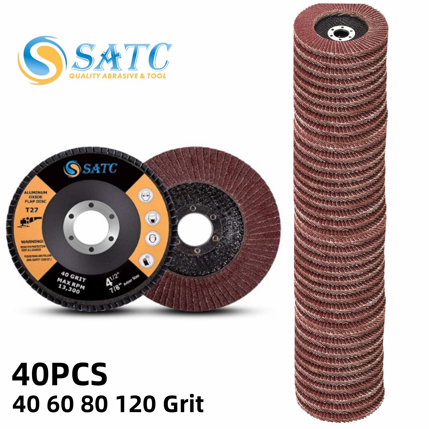 40x Flap Disc 4.5″ 4-1/2 40 60 80 120 Grit Angle Grinder Sanding Grinding Wheels