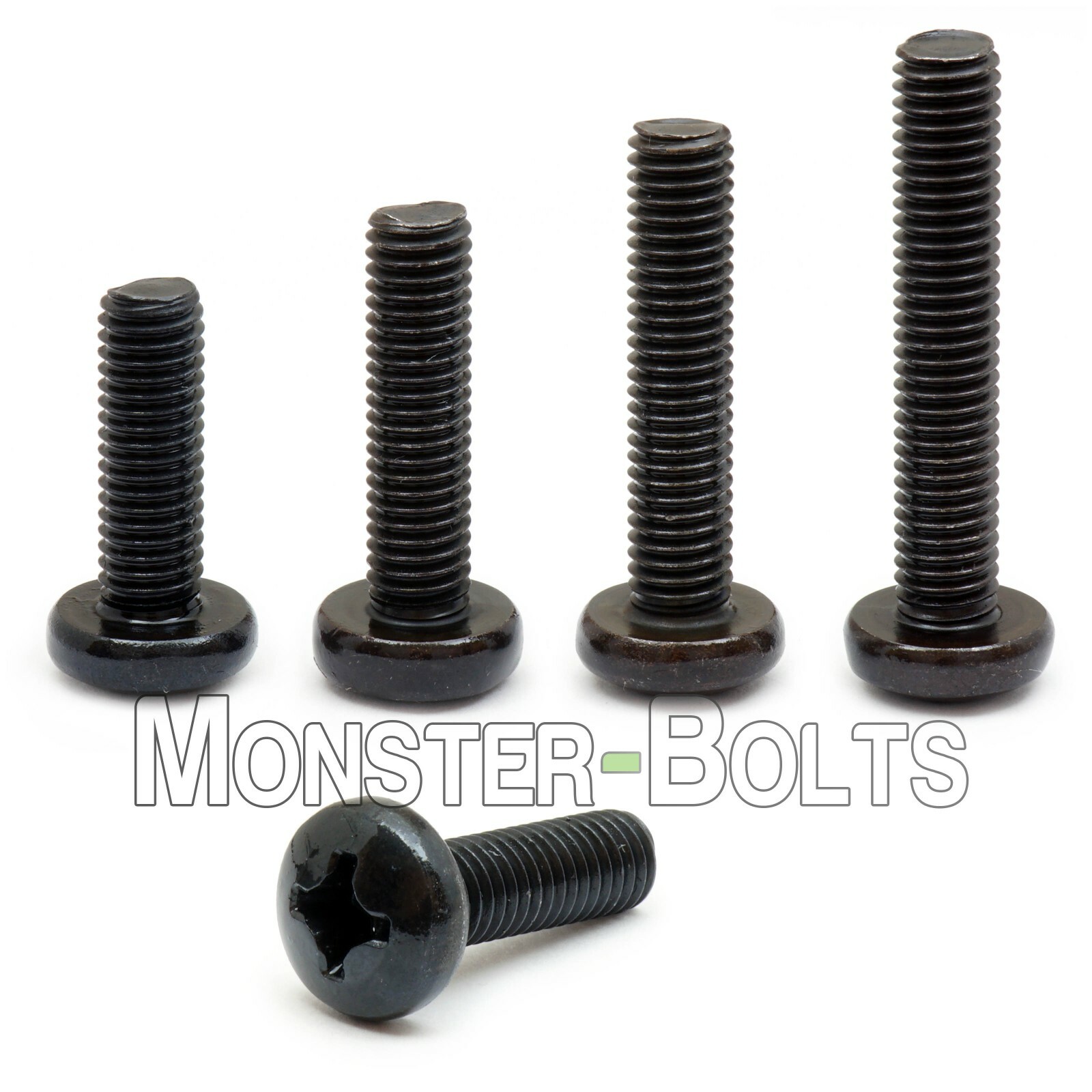 M1.6 / 1.6mm Phillips Pan Head Machine Screws, Steel, Black Oxide, DIN 7985A