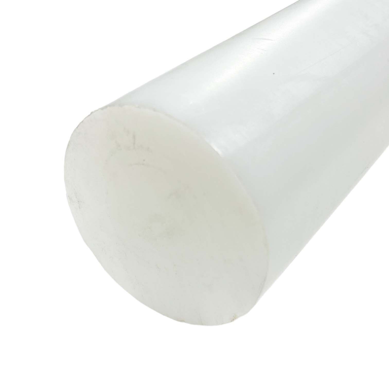 5.000 (5 inch) x 36 inches, UHMW Plastic Round Rod, White