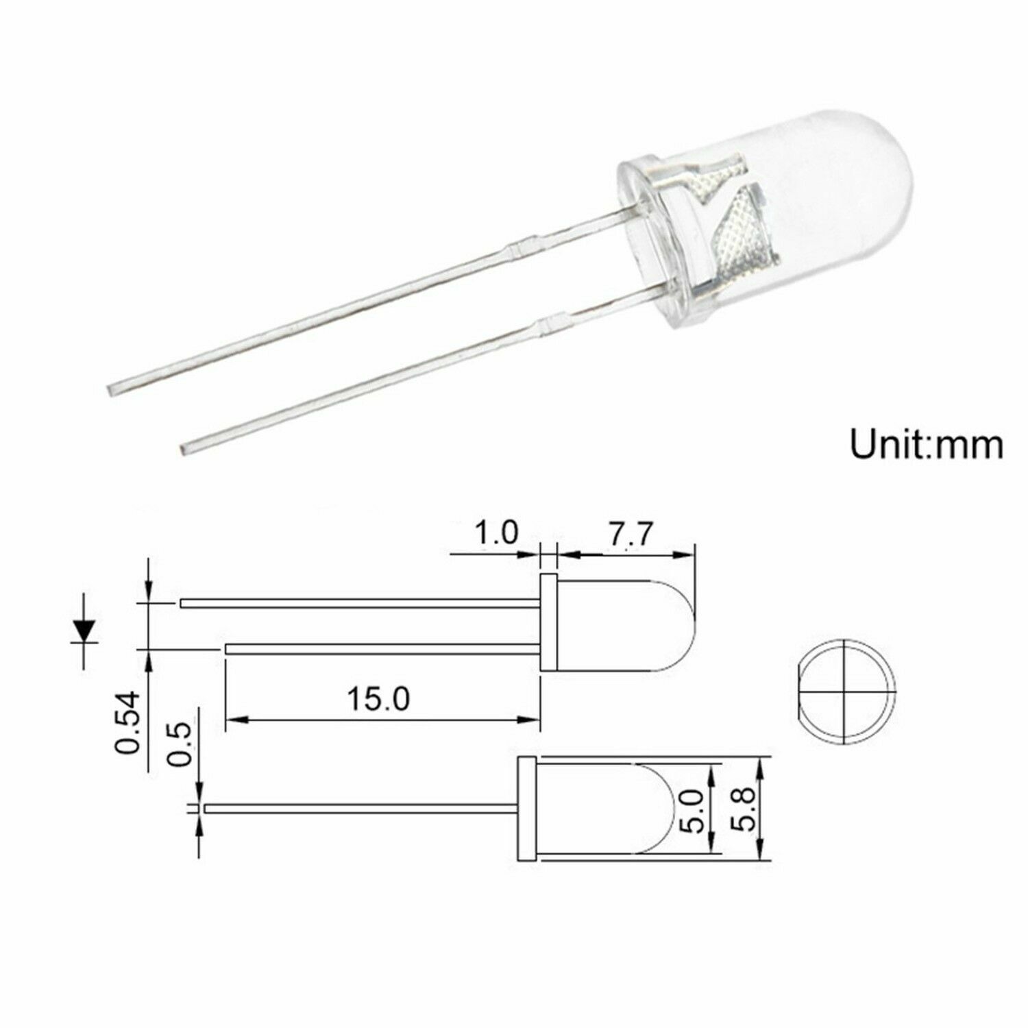 LED 5mm T1-3/4 Cool White Ultra Bright Water Clear – 10x 25x 50x Packages US