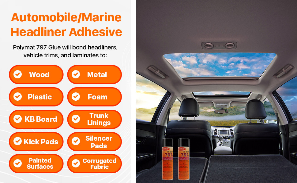 Polymat 797 High-Temp Adhesive Automotive Vehicle HOOD SILENCER GLUE [160F]