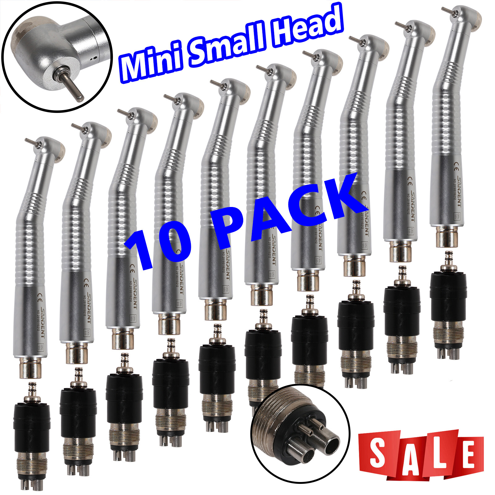 1-10 xSmall Head NSK Style Dental High Speed Handpiece with 4Hole Coupler