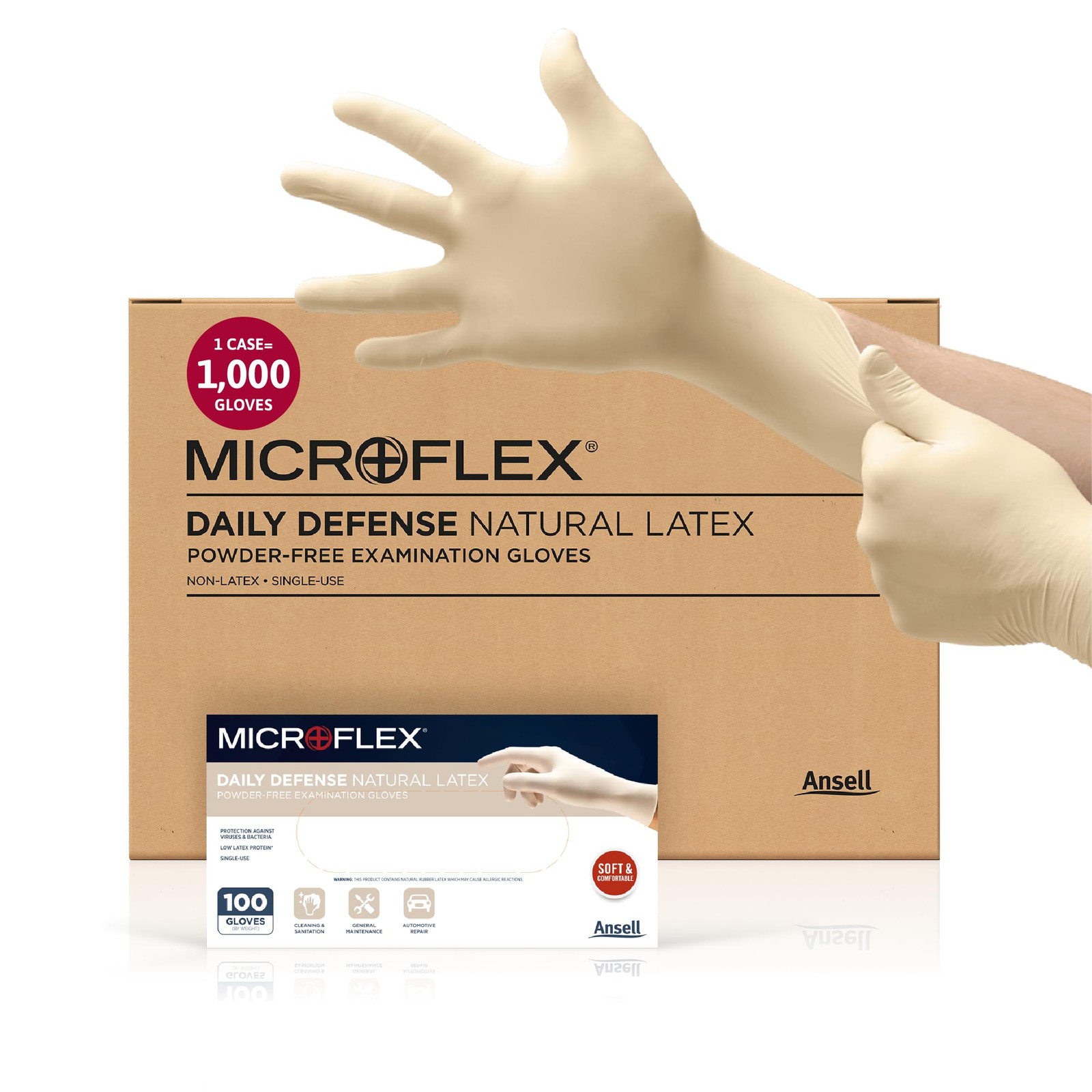 Microflex 10-754 Daily Disposable Latex Gloves for Cleaning, Food Prep, First…