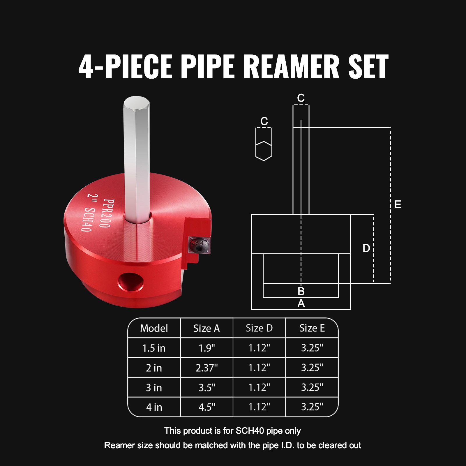 PVC Pipe Reamer Tool Pipe Fitting Socket Saver Aluminum Alloy for SCH 40