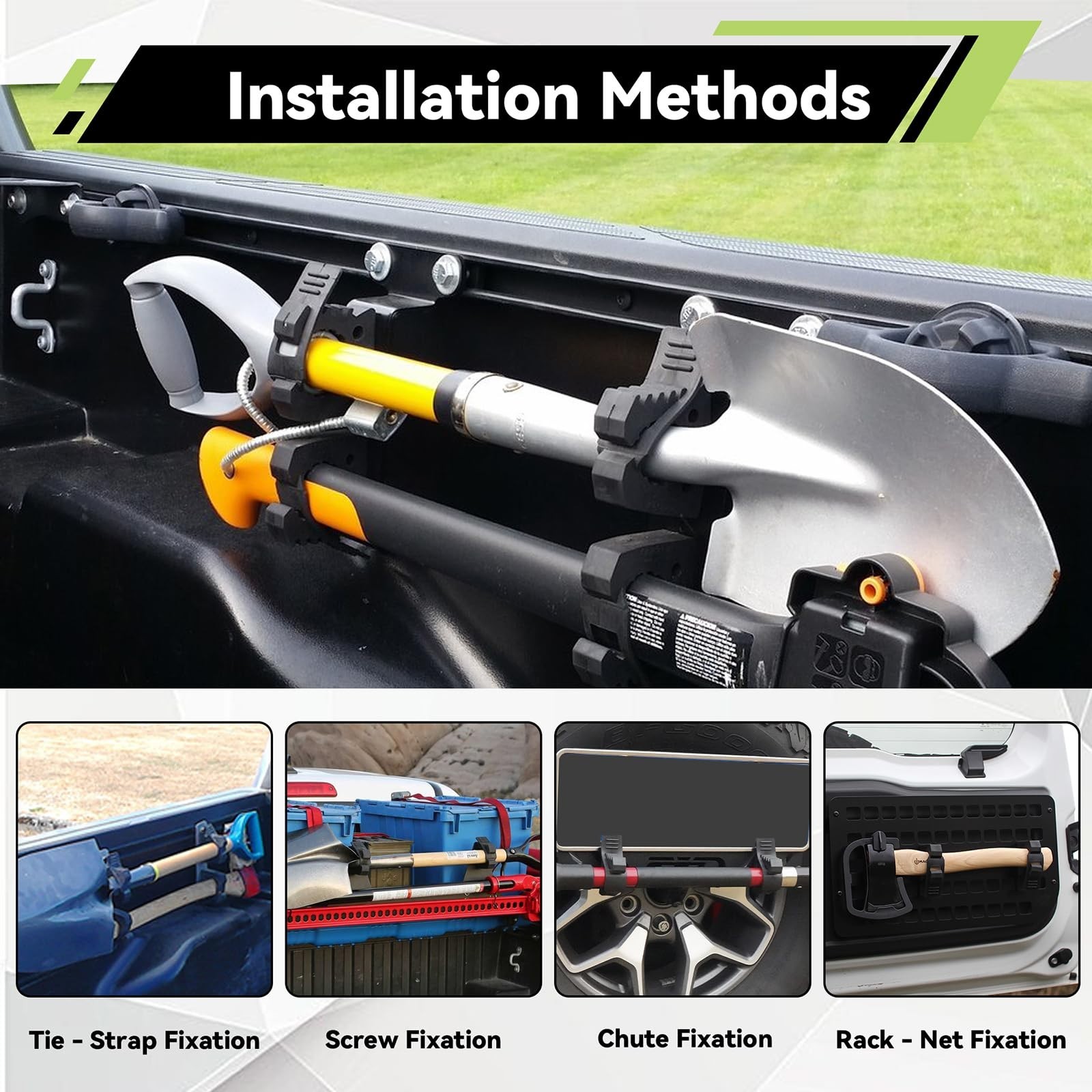 4pcs Shovel Mounts for Roof Rack Quick Release Rubber Clamp Holder Kits