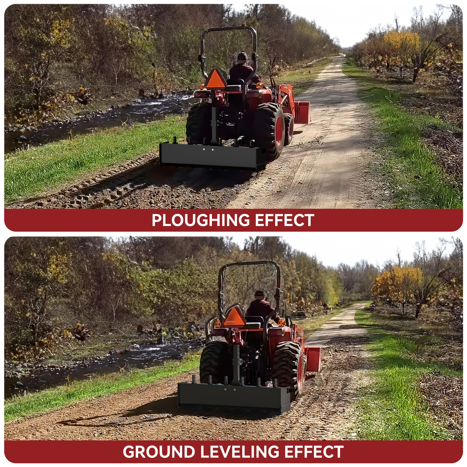 Heavy Duty Box Blade Attachment for Tractor W/ 6 Scarifier Shanks – 55″ Width