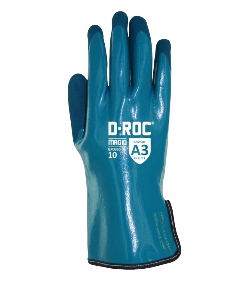 3XL Nitrile Cut/Oil/Chemical Resistant Lab Work Gloves, Knit Lined, Liquid-Proof