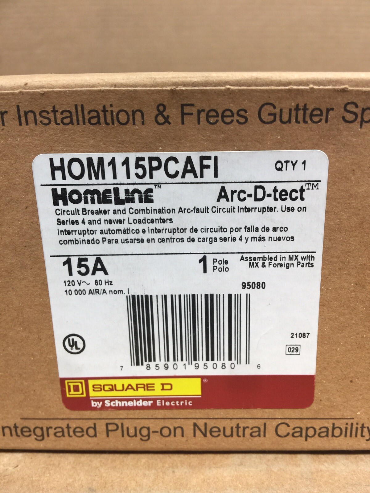 HOUSTON STOCK NEW SQUARE D HOM115PCAFI HOMELINE PLUG-ON FREE 2 DAY AIR SHIPPING
