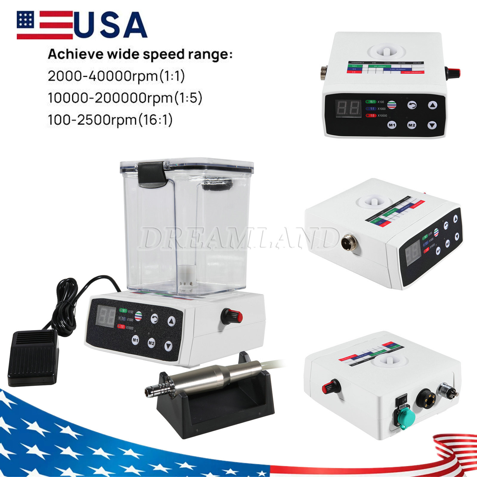 Dental Brushless LED Electric Motor fit 1:1 /1:5 /16:1 For Lab Practice MX USA