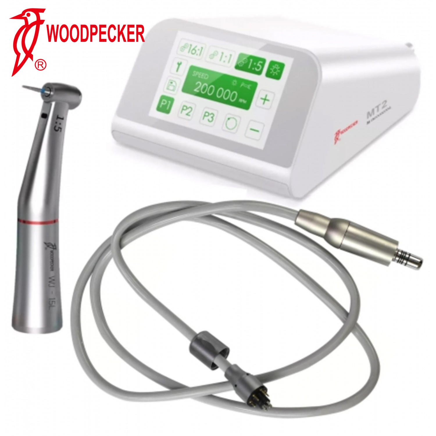 Woodpecker DTE MT2 MT3 Dental Electric Motor + 1:5 Contra Angle Handpiece