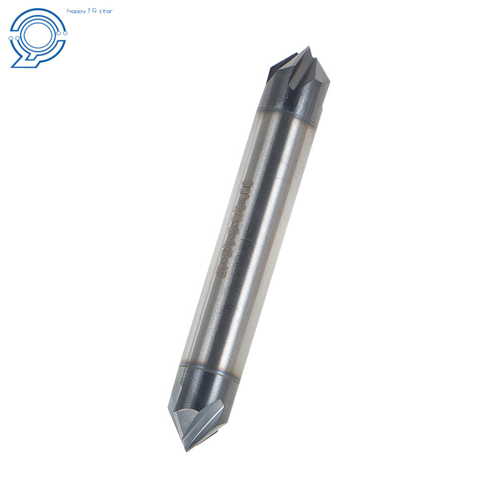2Pc Double End 3/8″ 4 Flute 90 Degree 2-1/2″ Overall Length Carbide Chamfer Mill