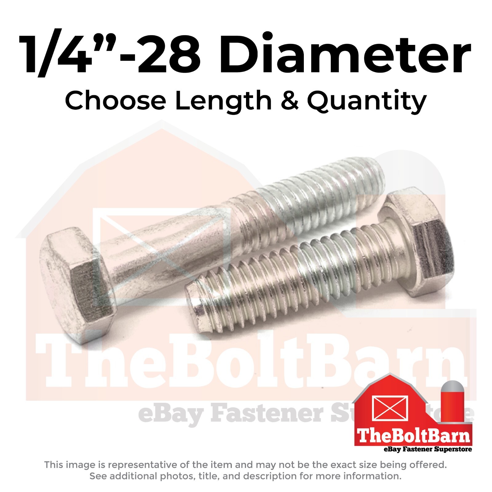 1/4″-28 Stainless Hex Cap Screws Fine Thread Hex Bolts (Choose Length & Qty)