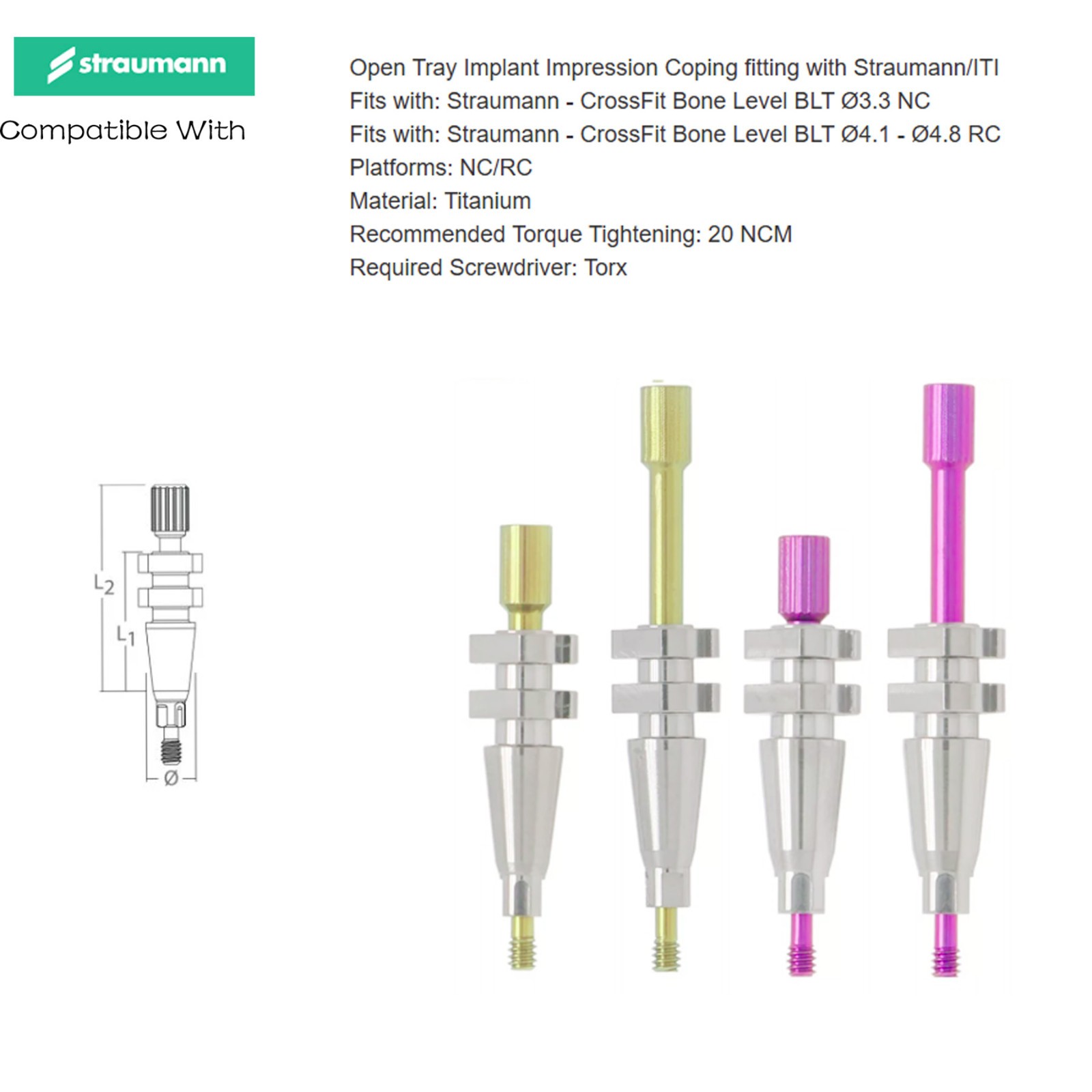 US Straumann Implant Healing Abutment Body Scan Analog Coping for NC/RC Platform