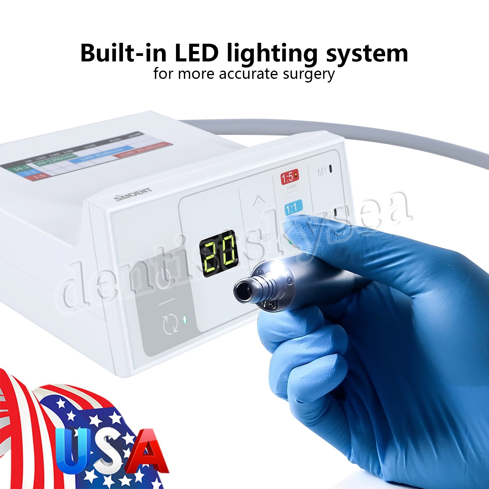 SANDENT Brushless LED Electric Micro Motor/1:5 Increasing Fiber Handpiece