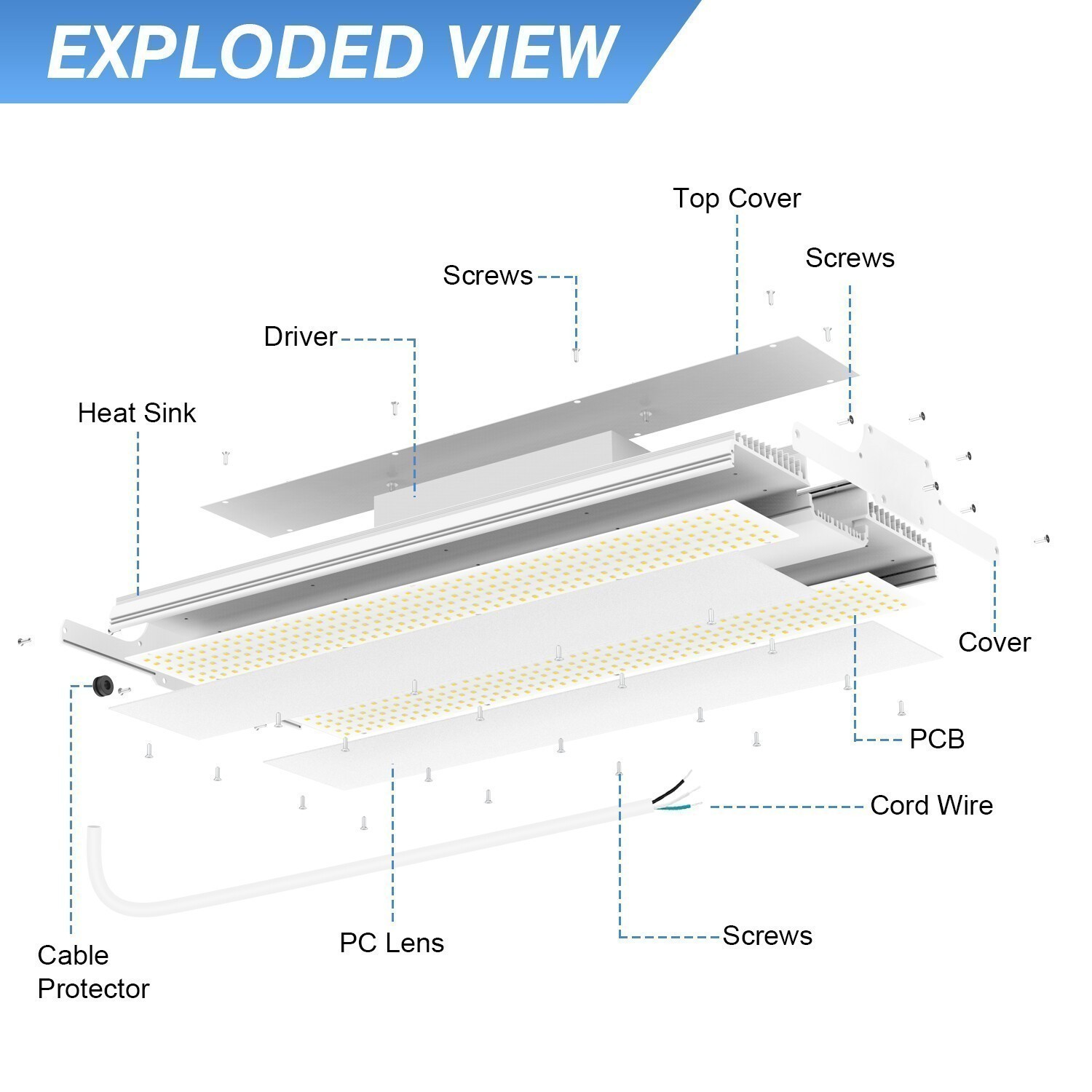 400W LED Linear High Bay Light Dimmable Warehouse Shop Gym Lighting 60000 Lumens